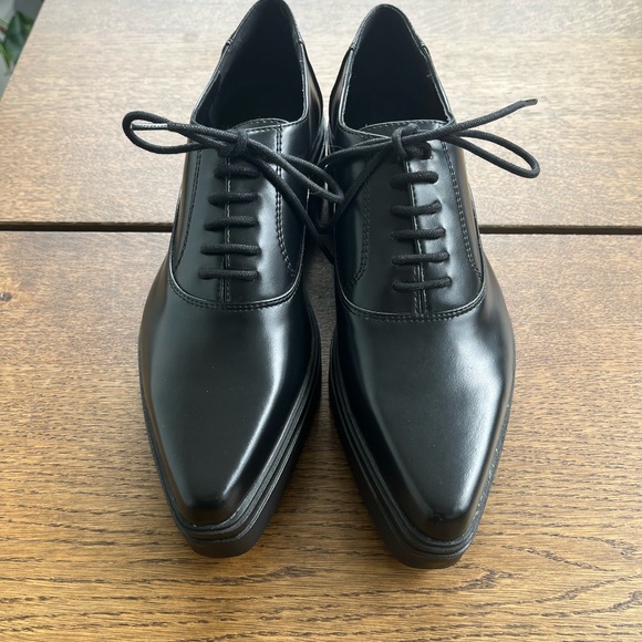 Zara Black Faux Leather Platform Oxfords - Picture 2 of 4